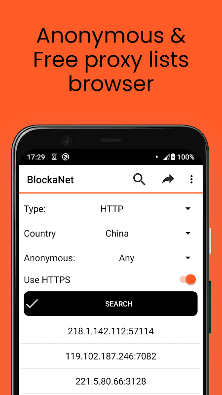 BlockaNet: Free Proxy List screenshot 1