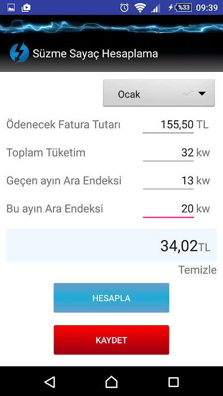 Süzme Sayaç Hesaplama screenshot 2
