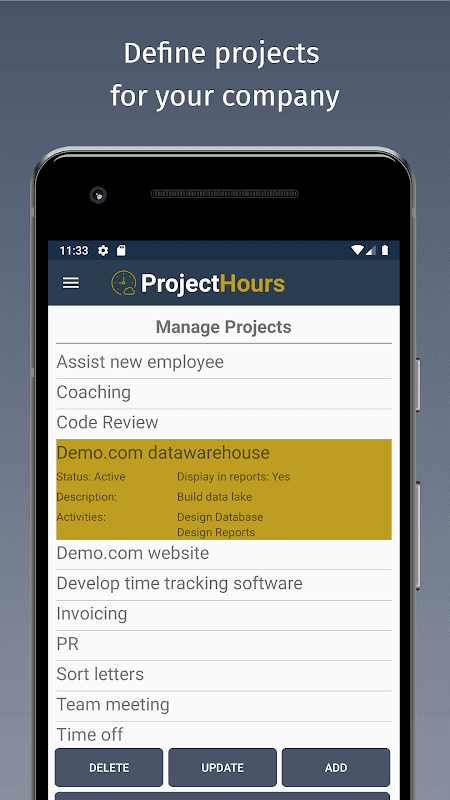 Project Hours Time Tracking screenshot 1
