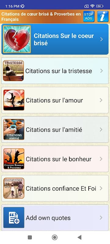 Citations de Cœur Brisé screenshot 1
