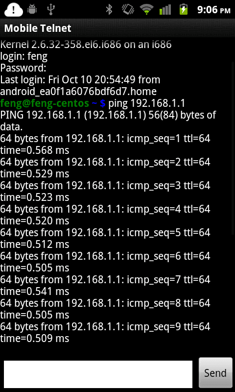 Mobile Telnet screenshot 2