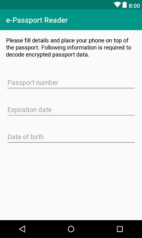 e-Passport NFC reader screenshot 1