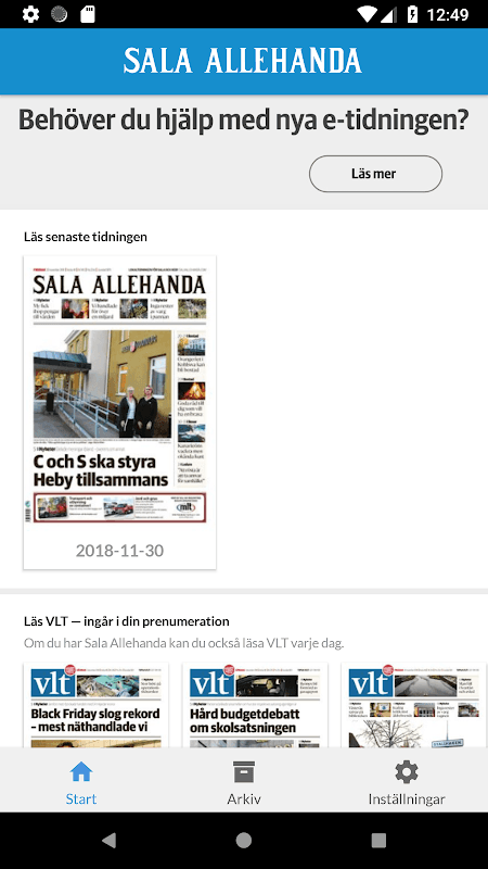 Sala Allehanda e-tidning screenshot 1