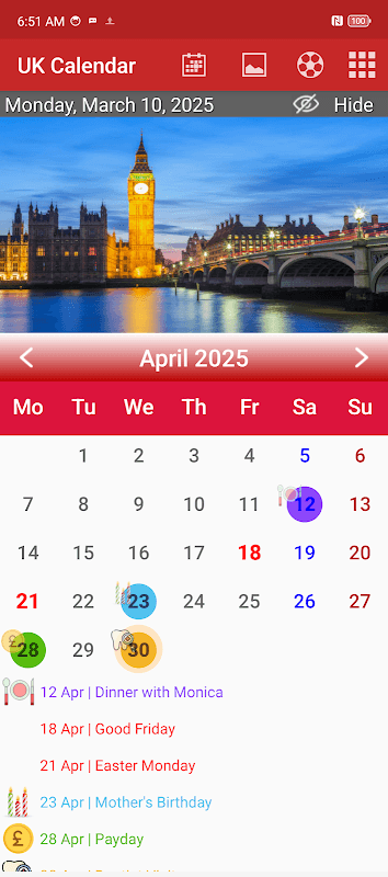 UK Calendar 2017 screenshot 2