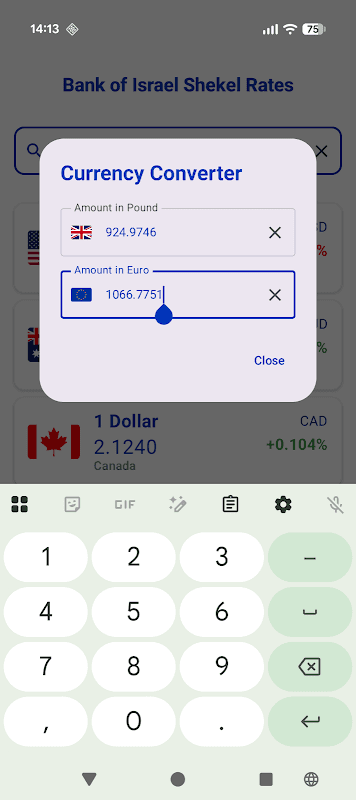 Bank of Israel Exchange rates screenshot 2