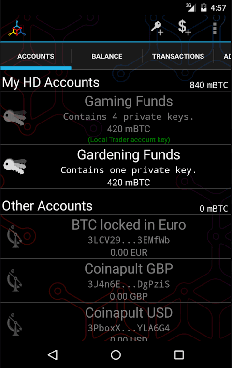 Mycelium Bitcoin Wallet screenshot 2