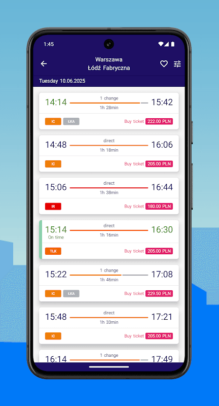 KOLEO - PKP timetable screenshot 2