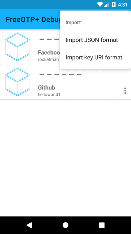 FreeOTP+ (2FA Authenticator) screenshot 3