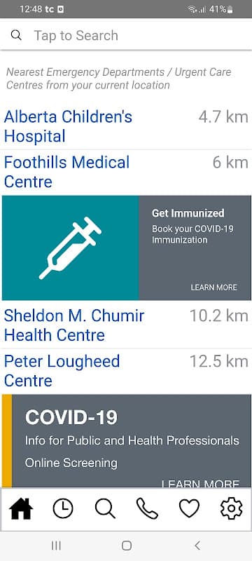 Alberta Health Services (AHS) screenshot 1