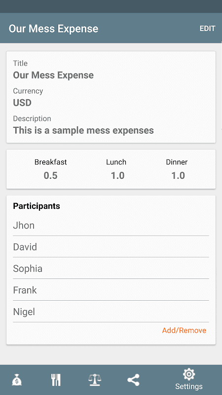 MessXpense - track meals screenshot 6