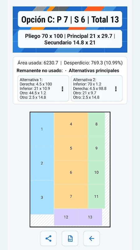 Calculadora de cortes screenshot 2