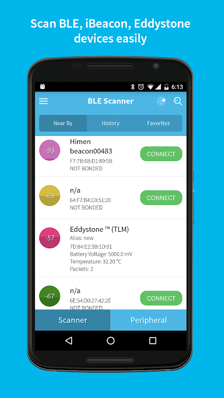 BLE Scanner (Scan, Connect, Find Lost BLE Devices) screenshot 1