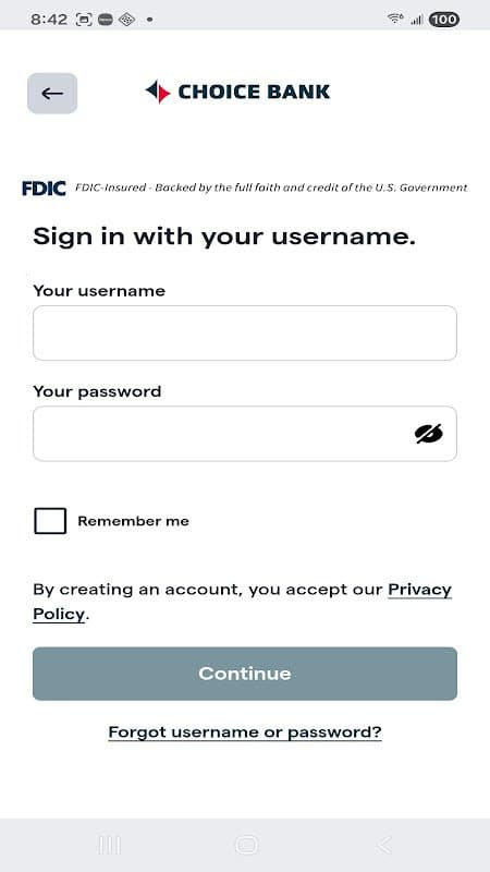 Choice Bank Mobile screenshot 1