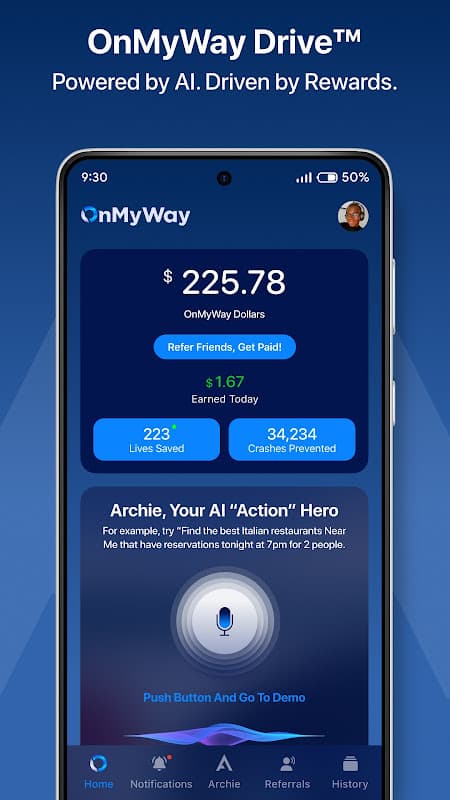 OnMyWay: Drive Safe, Get Paid! screenshot 1