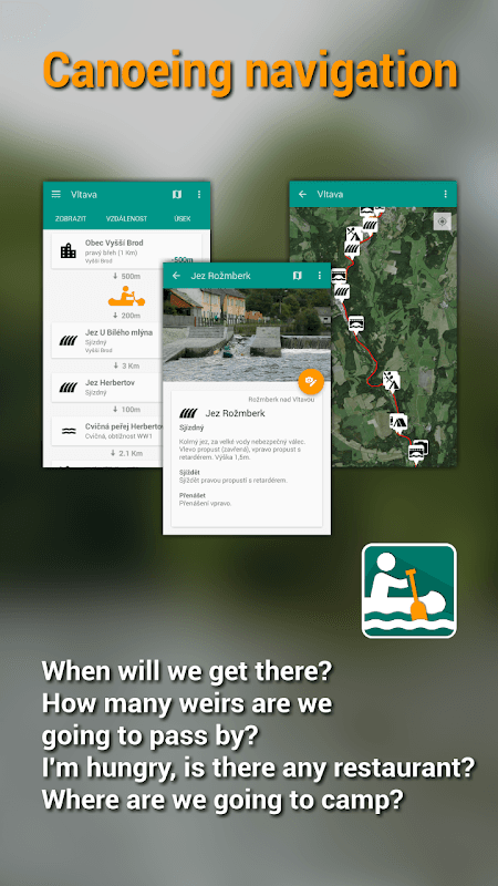 Canoeing navigation screenshot 1