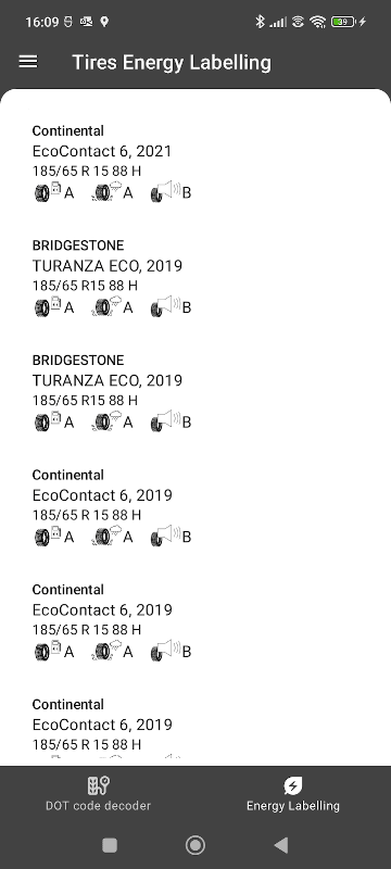Tire DOT & Energy Labelling screenshot 2