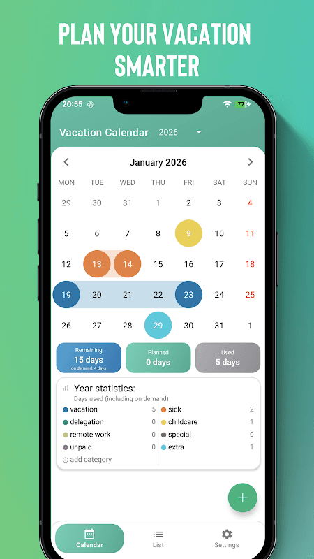 Vacation Planner Calendar screenshot 3