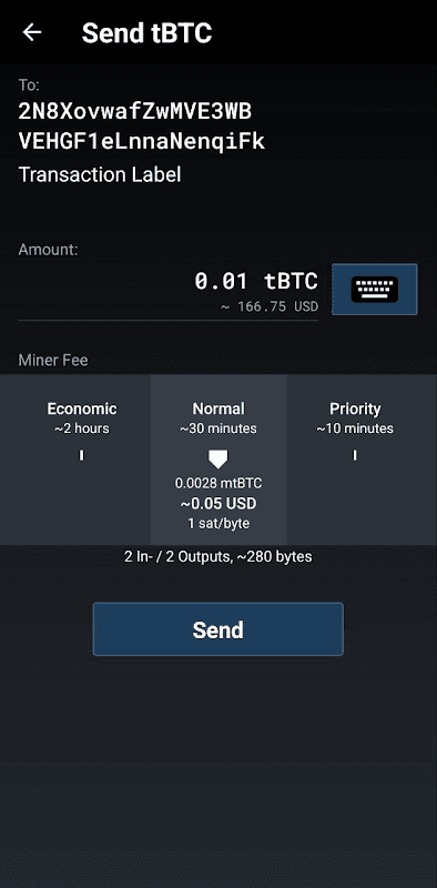 Mycelium Testnet Wallet screenshot 4