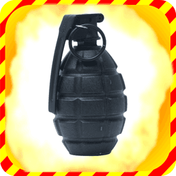 Bomb with explosion and broken screen simulator icon