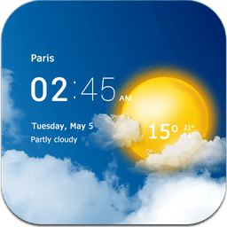 Transparent clock & weather icon