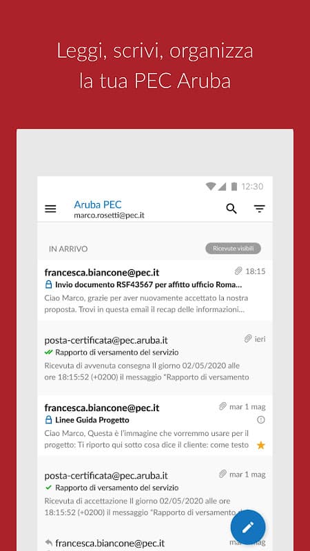 Aruba PEC screenshot 1