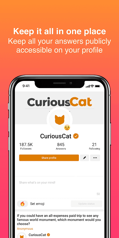 CuriousCat - Anonymous Q&A screenshot 1