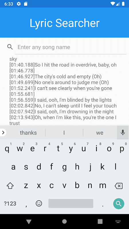 Lyric Searcher screenshot 1