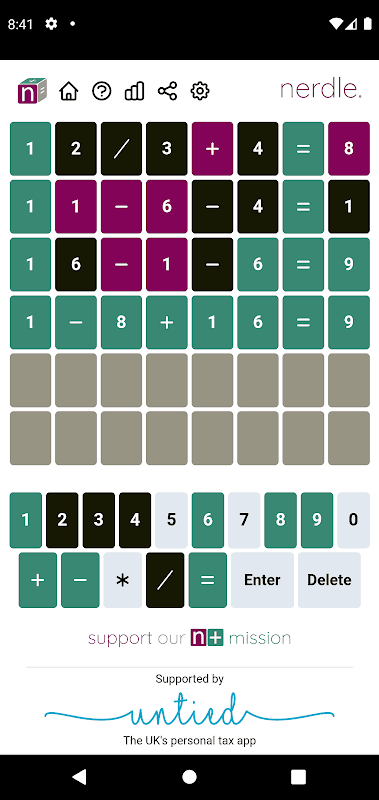 Nerdle screenshot 1