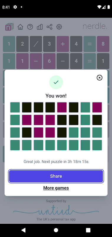 Nerdle screenshot 2