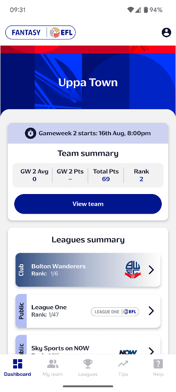 Fantasy EFL Official screenshot 1