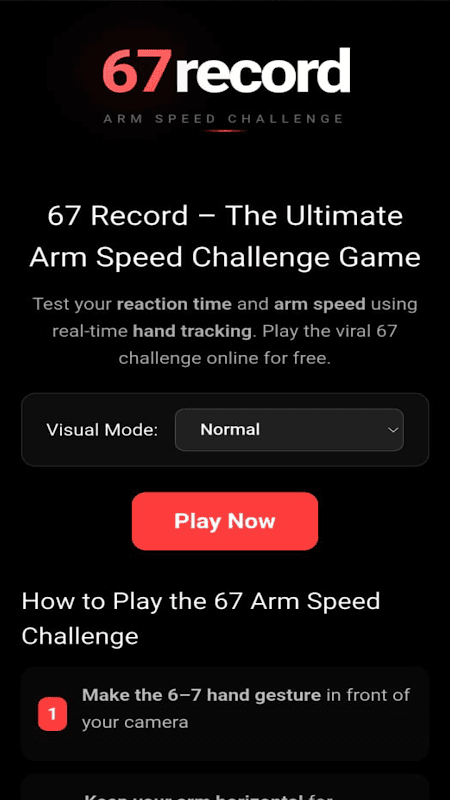 67record – Arm speed test game screenshot 1